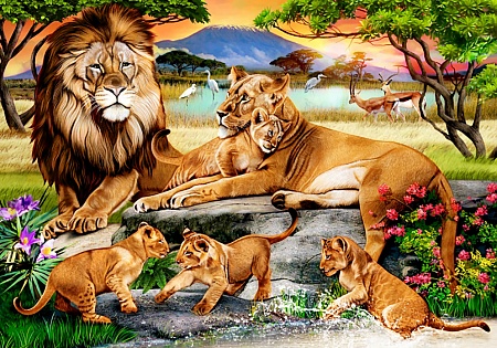Львиное семейство 100х70 Ag 2494