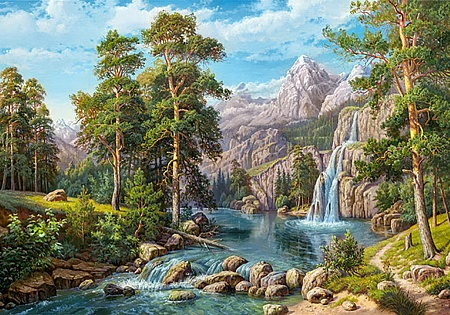 Пейзаж с водопадом размер 100х70 Ag 2435