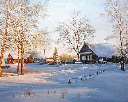 Зима в деревне размер 50х40 Ag 1007
